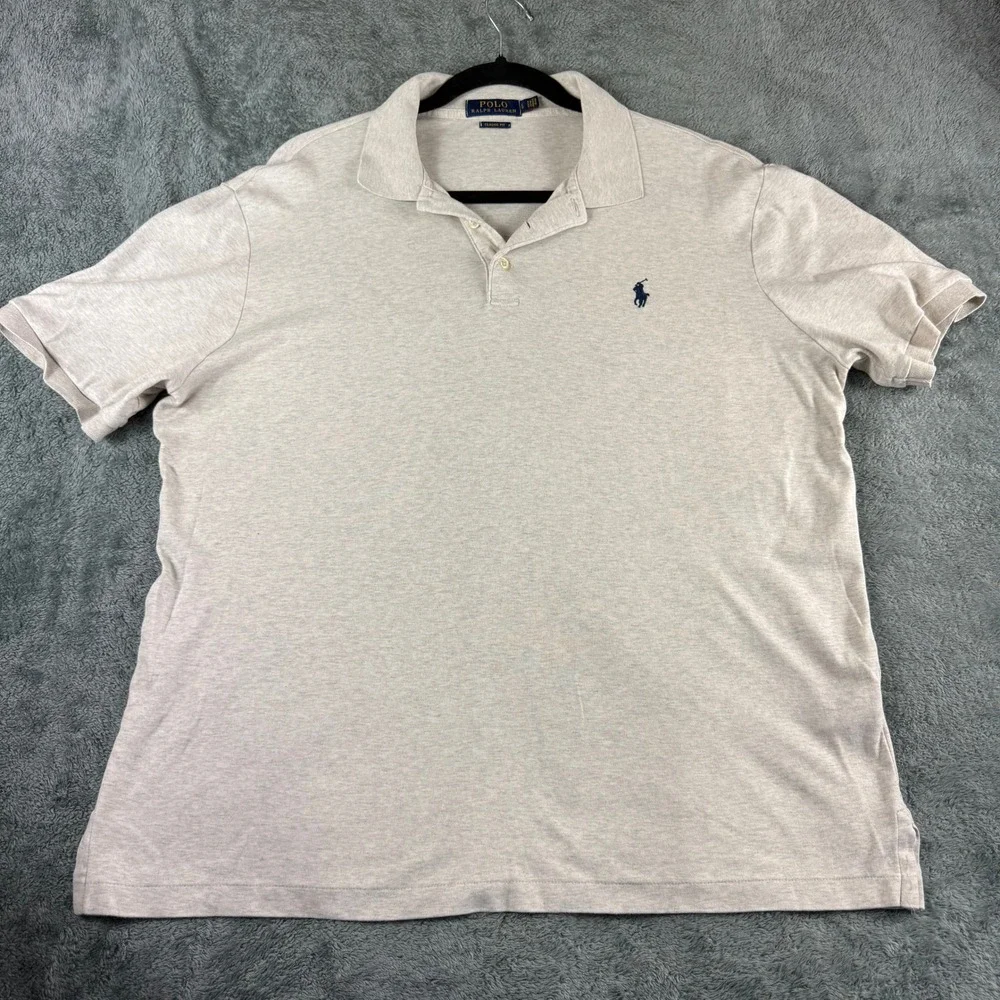 Polo Ralph Lauren Classic Fit Heathered Gray Short Sleeve‎ Polo Shirt Mens L